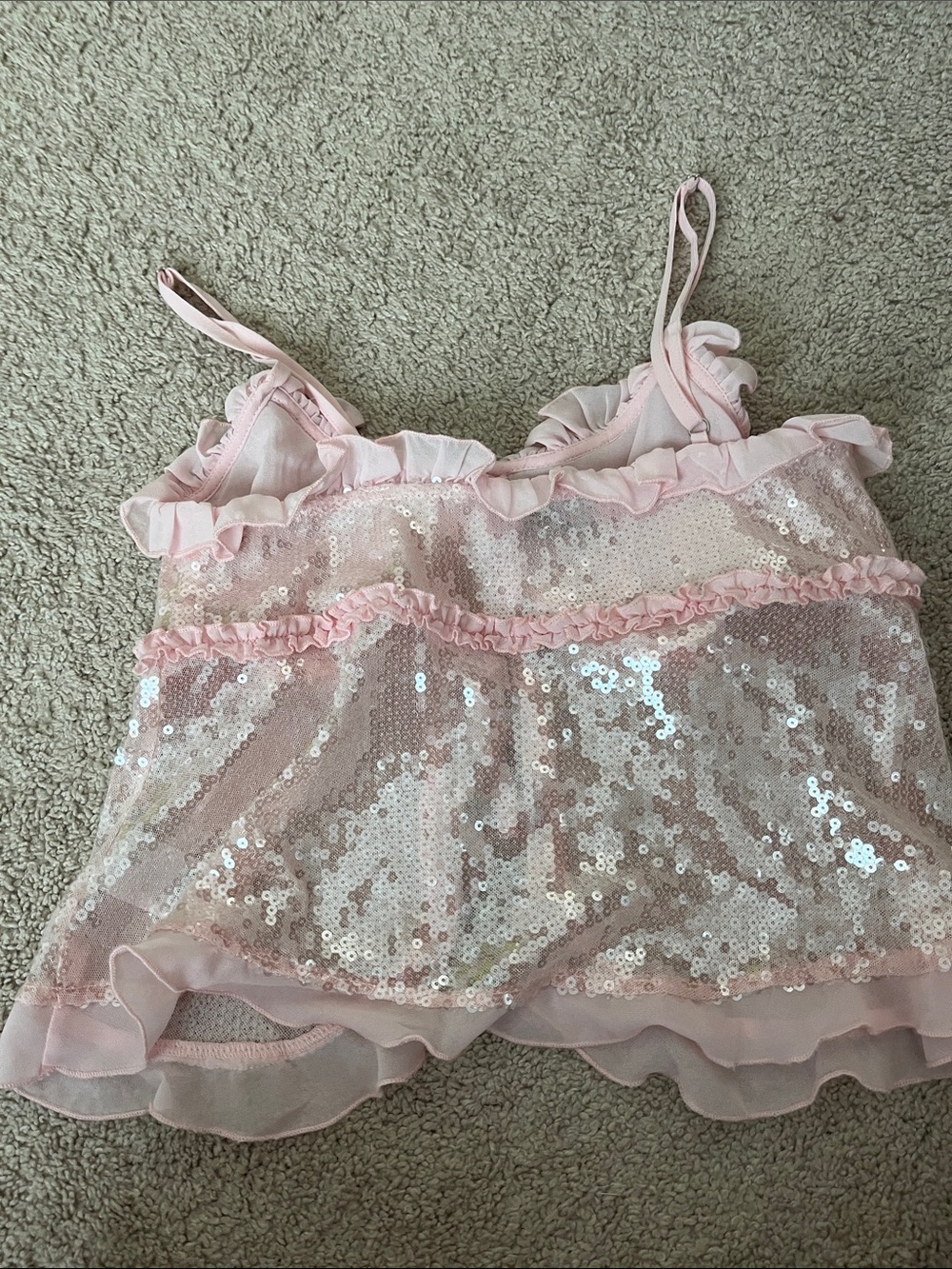 Edikted Pink Sequin Ruffle Tank Top - Picture 2 of 3